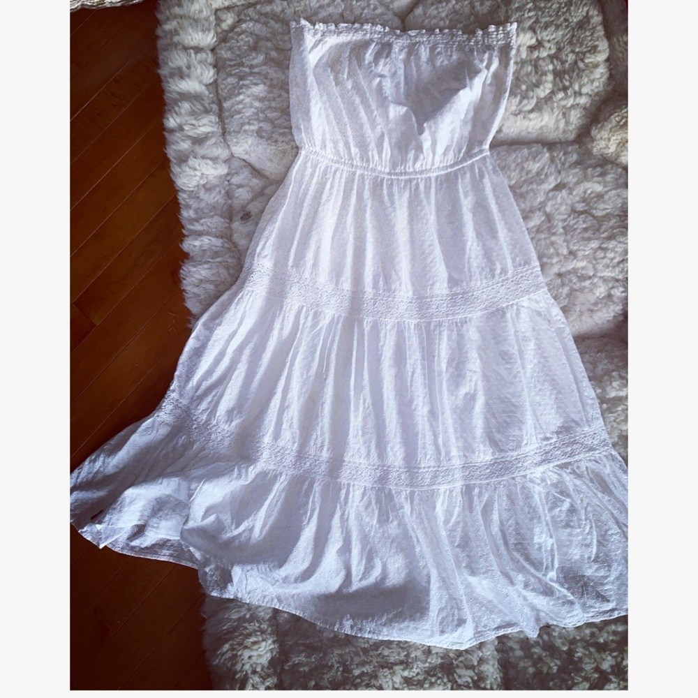 Tommy strapless White eyelet ruffle dress